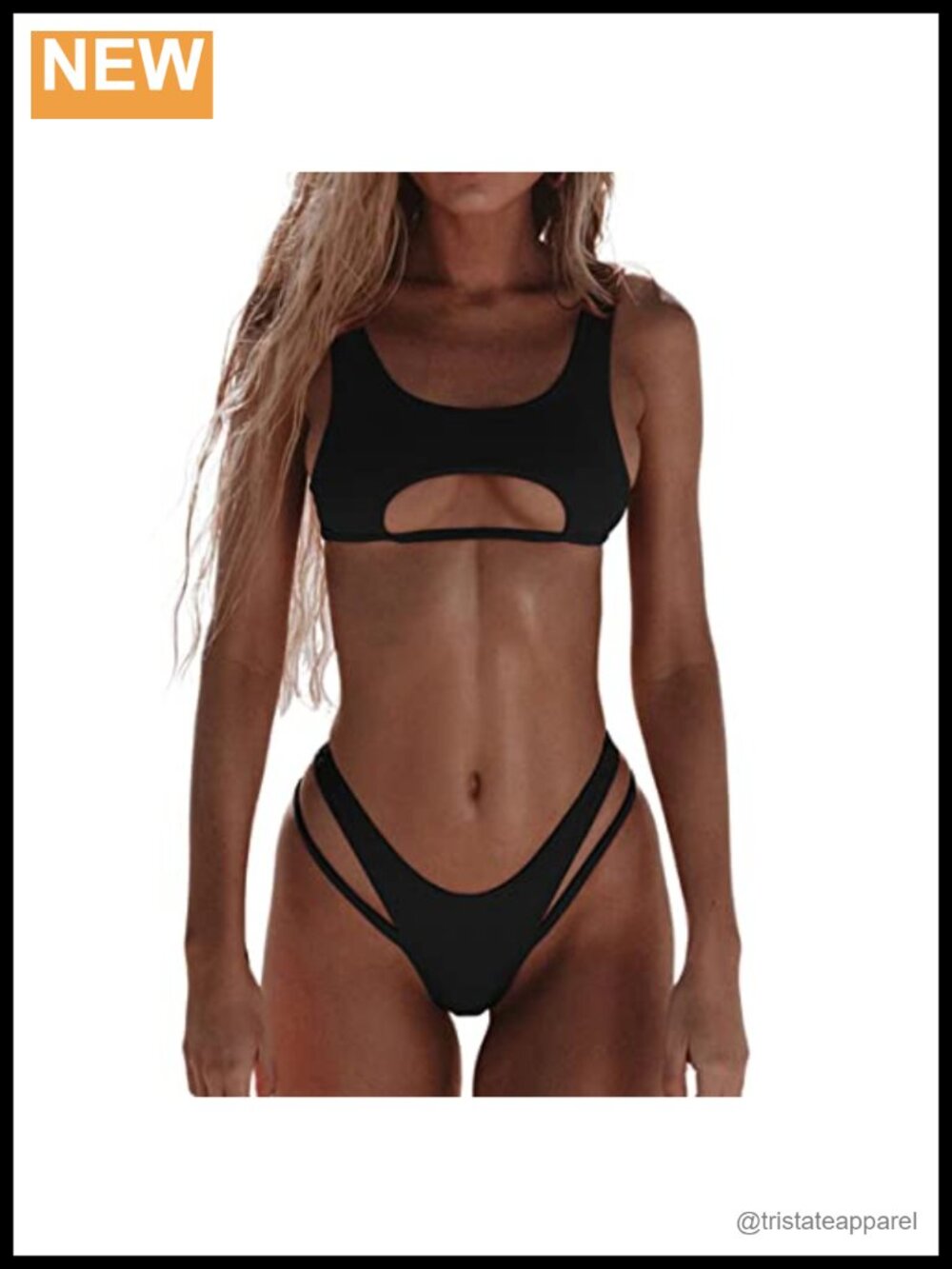 Women's Cutout Underboob Bikini Set Strappy Thong Cheeky Two Piece Swimsuit